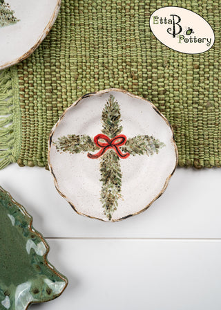 Evergreen Cross with Red Bow